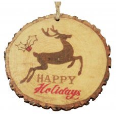 Χριστουγεννιάτικoς Κρεμαστός Κορμός Ξύλου, με Τάρανδο (9cm)